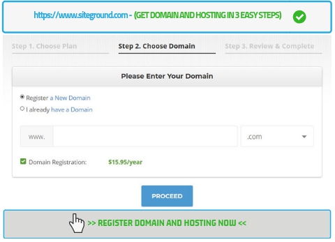 Get domain and hosting in 3 easy steps