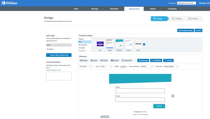 AWeber Sign up forms